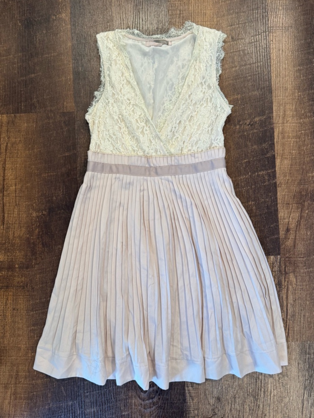 Forever21 cream lace with pink pleats dress